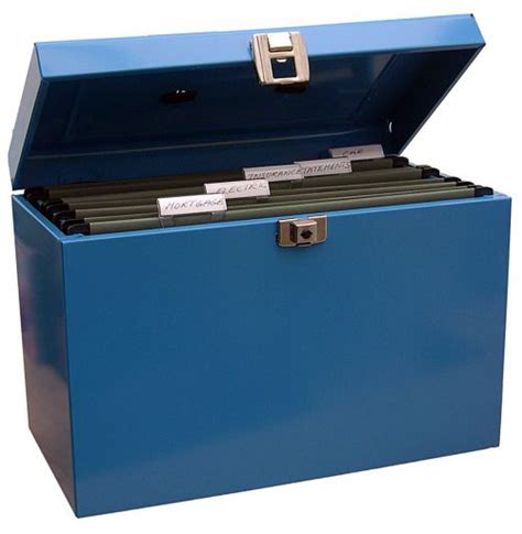 cathedral metal a4 file box blue|A4 Metal File Box with 5 Suspension Files, Blue.